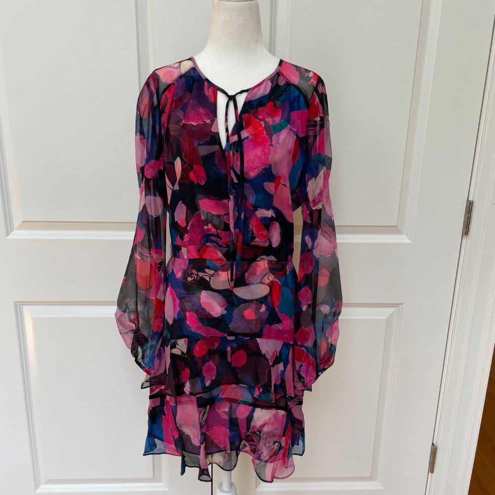 Marengo Abstract Chiffon Silk Blouson Dress from PARKER